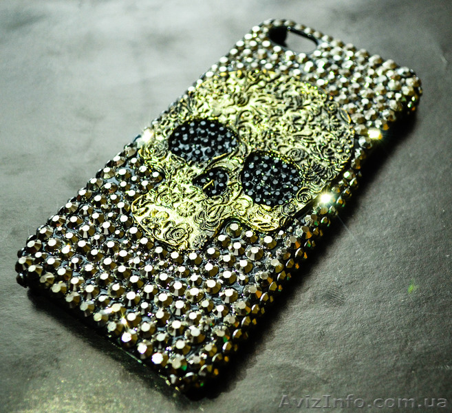 Стильный, сверкающий чехол со стразами с черепом для iPhone 5 -5s. - <ro>Изображение</ro><ru>Изображение</ru> #1, <ru>Объявление</ru> #1298409